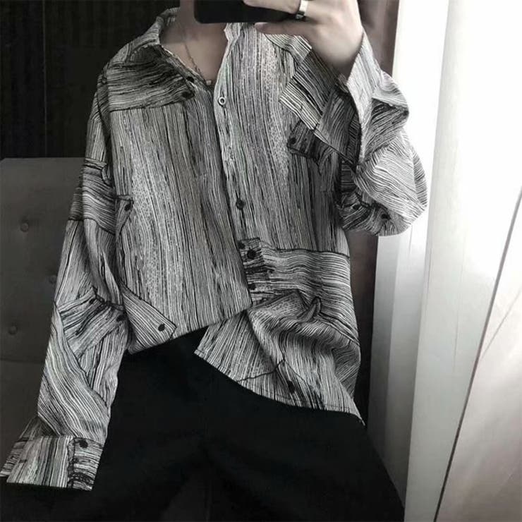 柄シャツ モノクロアート 木目調 | Decorative  | 詳細画像1 