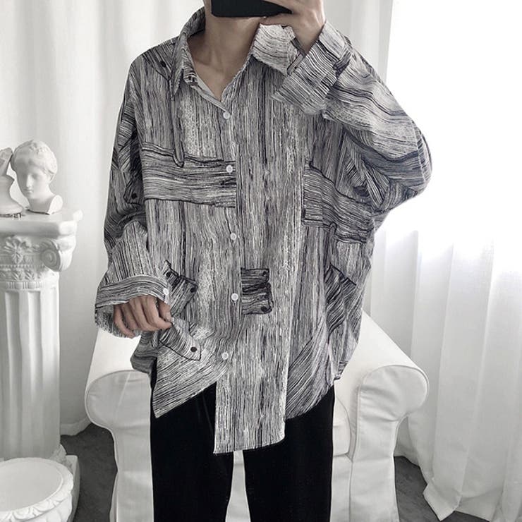 柄シャツ モノクロアート 木目調[品番：DCTW0004071]｜Decorative  （デコラティブ）のレディースファッション通販｜SHOPLIST（ショップリスト）
