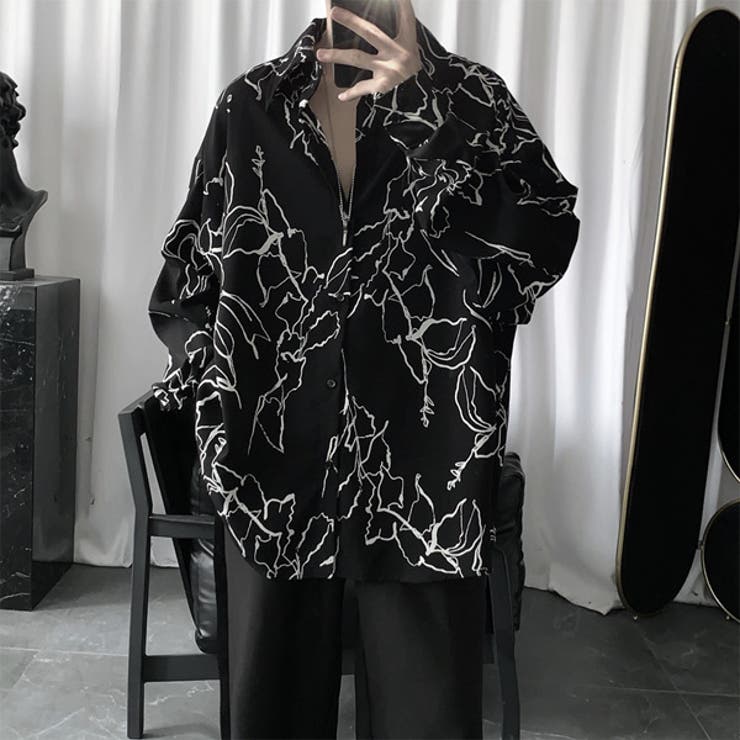柄シャツ モノトーンアート サテンシャツ[品番：DCTW0004067]｜Decorative  （デコラティブ）のレディースファッション通販｜SHOPLIST（ショップリスト）