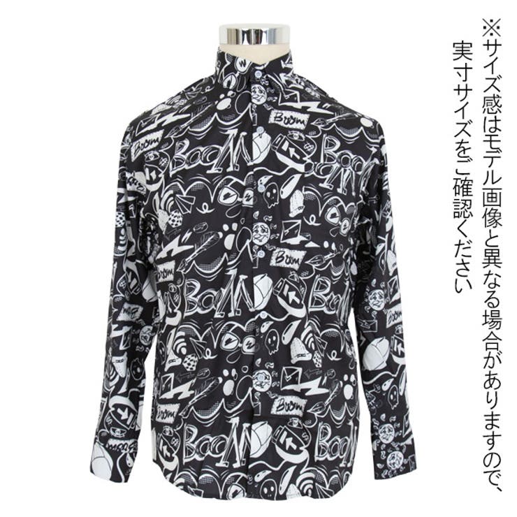 柄シャツ グラフィティプリント 長袖シャツ[品番：DCTW0004068