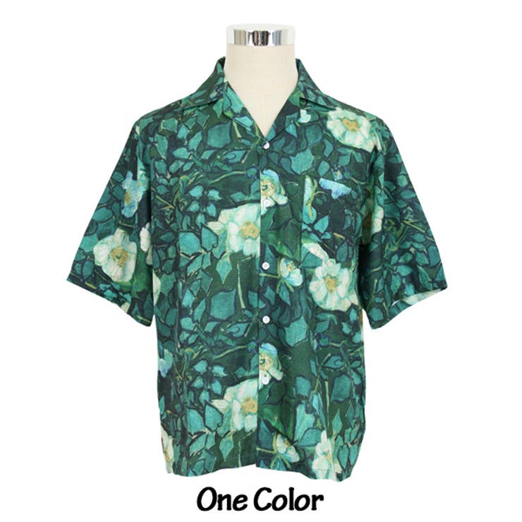 柄シャツ ボタニカル柄 オープンカラー[品番：DCTW0004093