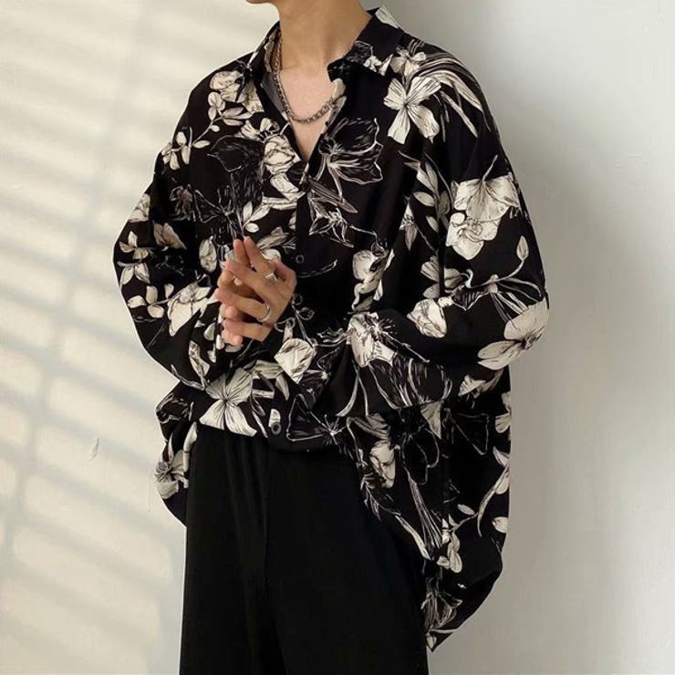 柄シャツ ボタニカル柄 長袖シャツ[品番：DCTW0004143