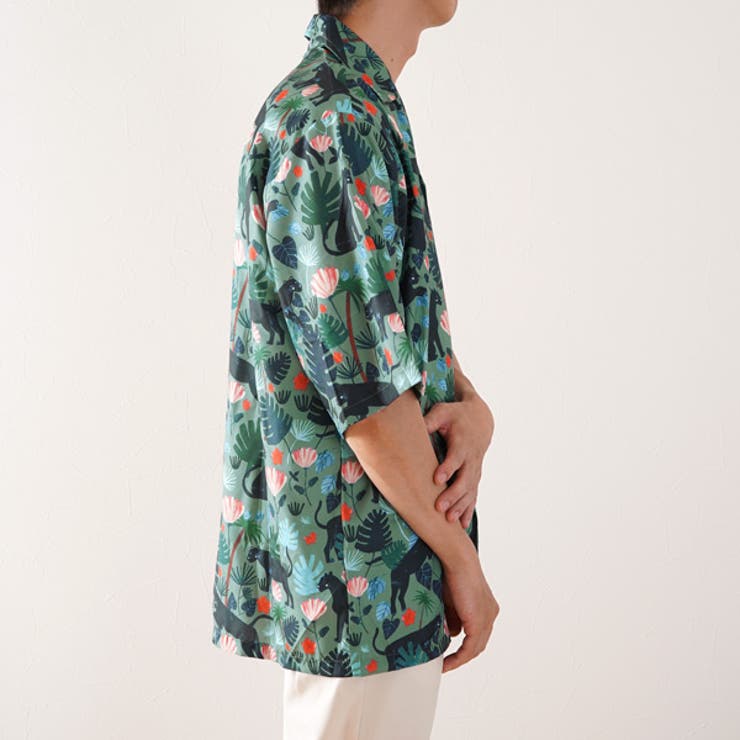 kmrii ボタニカルシャツ サイズ2 柄シャツ ブラックパンサー ボタニカル柄[品番：DCTW0004112