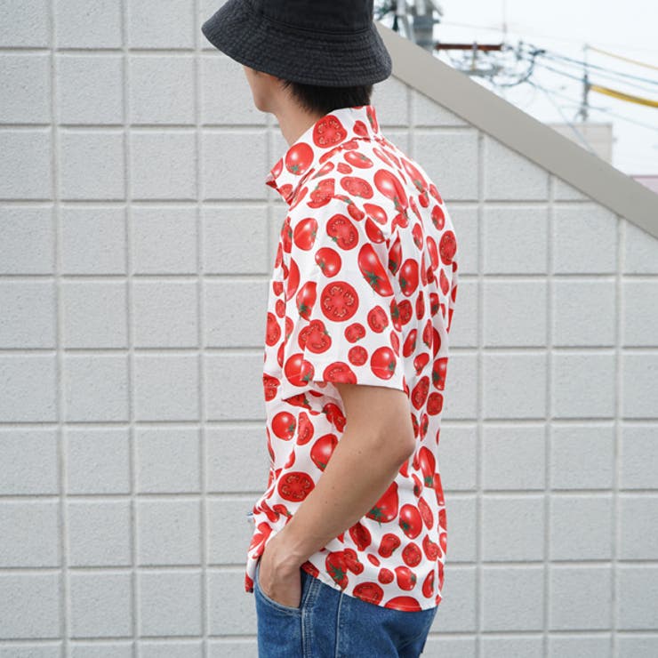 柄シャツ トマト柄 半袖シャツ[品番：DCTW0004128]｜Decorative