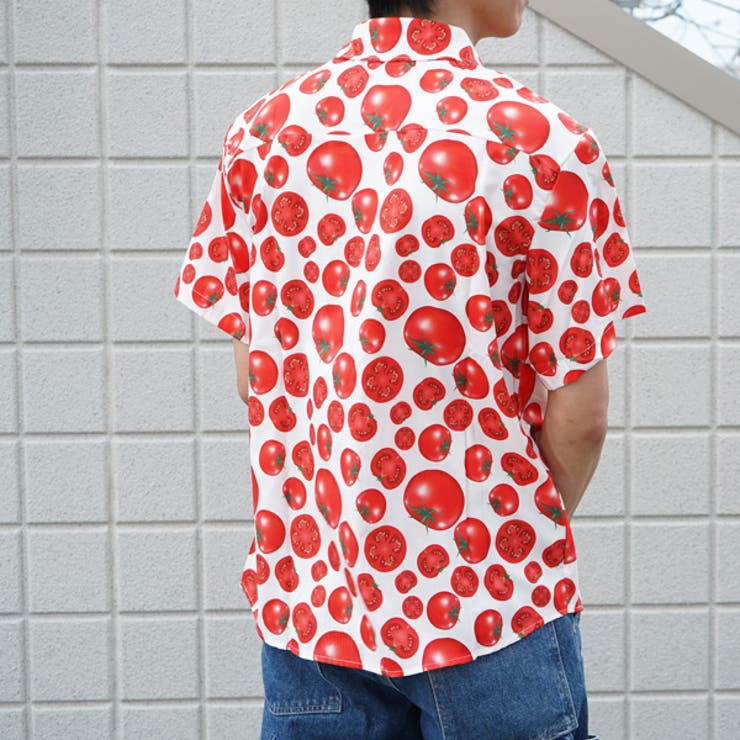 柄シャツ トマト柄 半袖シャツ[品番：DCTW0004128]｜Decorative