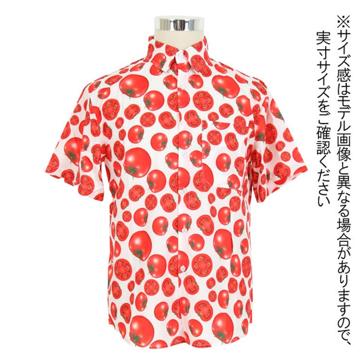 柄シャツ トマト柄 半袖シャツ[品番：DCTW0004128]｜Decorative