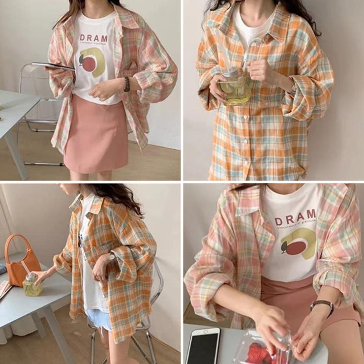 柄シャツ チェック マドラスチェック[品番：DCTW0004448