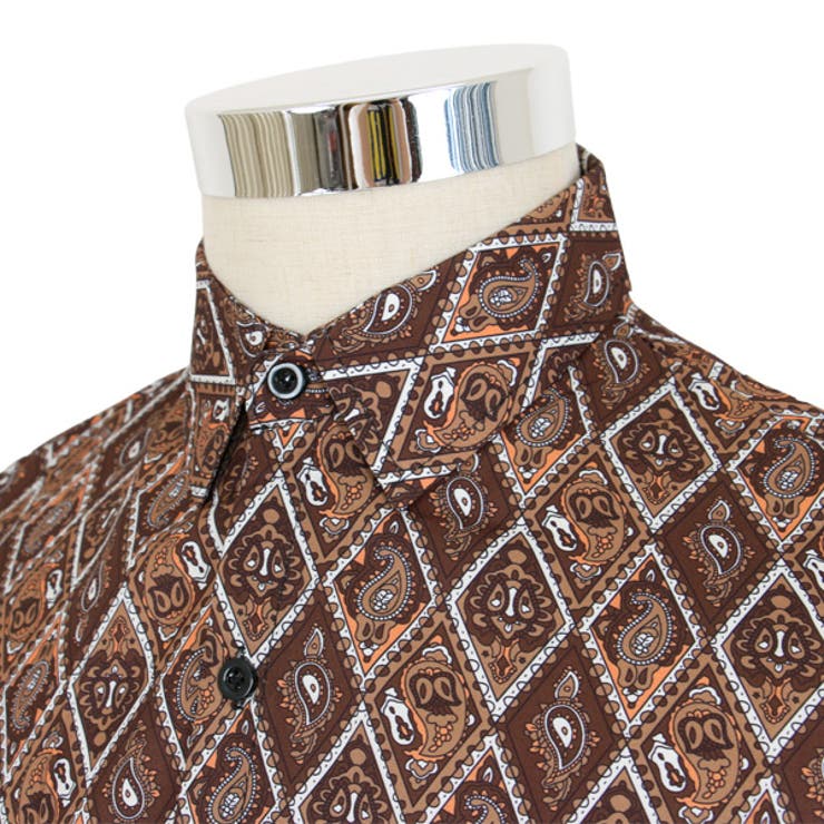 d.i.a. ダイヤ シャツ ダイヤ柄プリント半袖シャツ【洗濯機OK/オーバーサイズ】（カジュアル