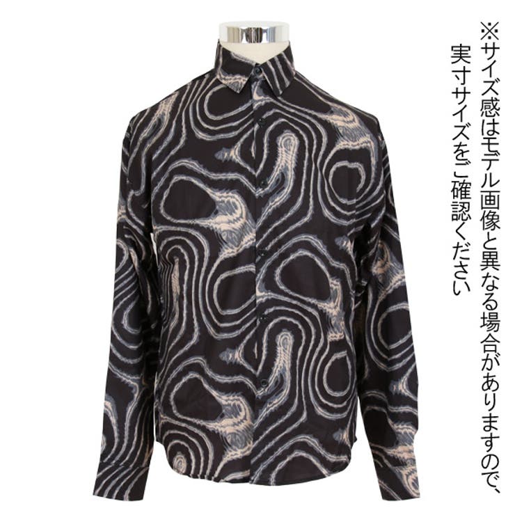 20-60代からのファッション通販  柄シャツ マーブル柄 長袖シャツ[品番：DCTW0004174 トップス