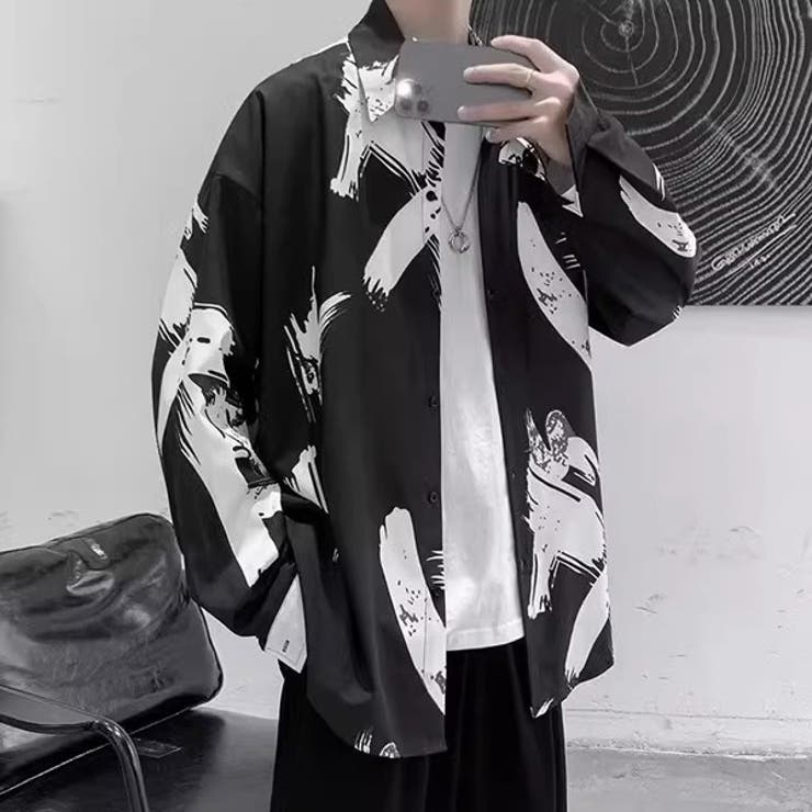 柄シャツ 筆絵 グラフィティ