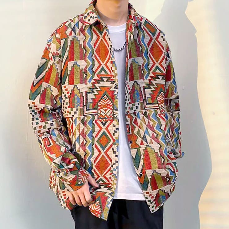 柄シャツ ジャカード オルテガ柄[品番：DCTW0004434