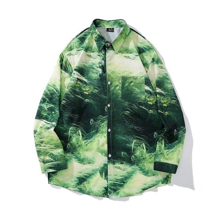 口コミ サイト 商品 柄シャツ グリーン 緑[品番：DCTW0004494]｜Decorative トップス