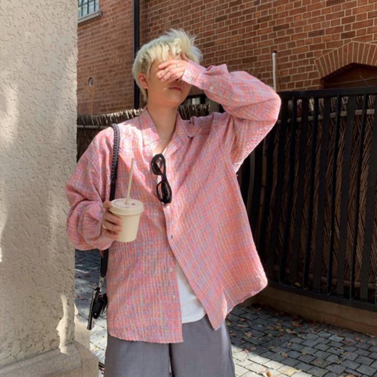 柄シャツ ピンク チェック柄 | Decorative  | 詳細画像1 