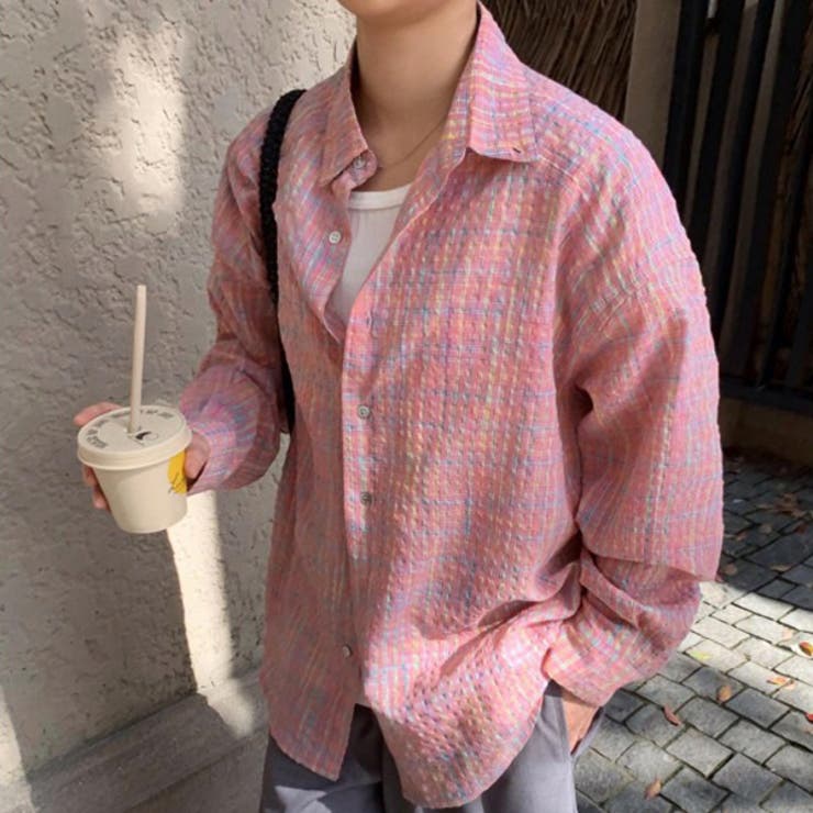 柄シャツ ピンク チェック柄 | Decorative  | 詳細画像3 