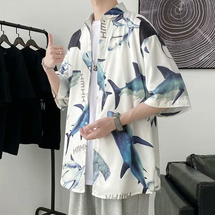 柄シャツ サメ柄 サメ | Decorative  | 詳細画像5 