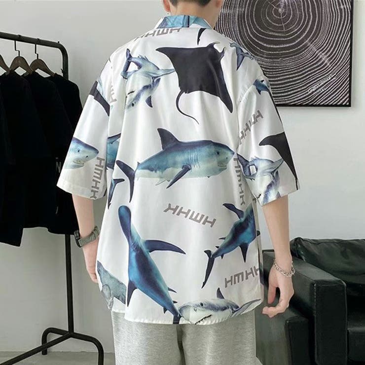 柄シャツ サメ柄 サメ | Decorative  | 詳細画像7 