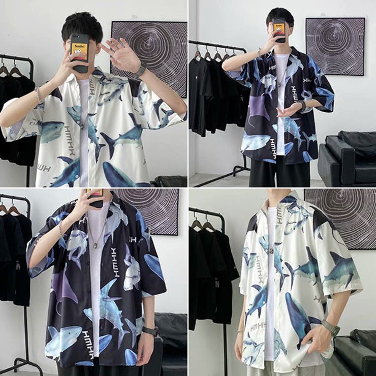 柄シャツ サメ柄 サメ | Decorative  | 詳細画像8 