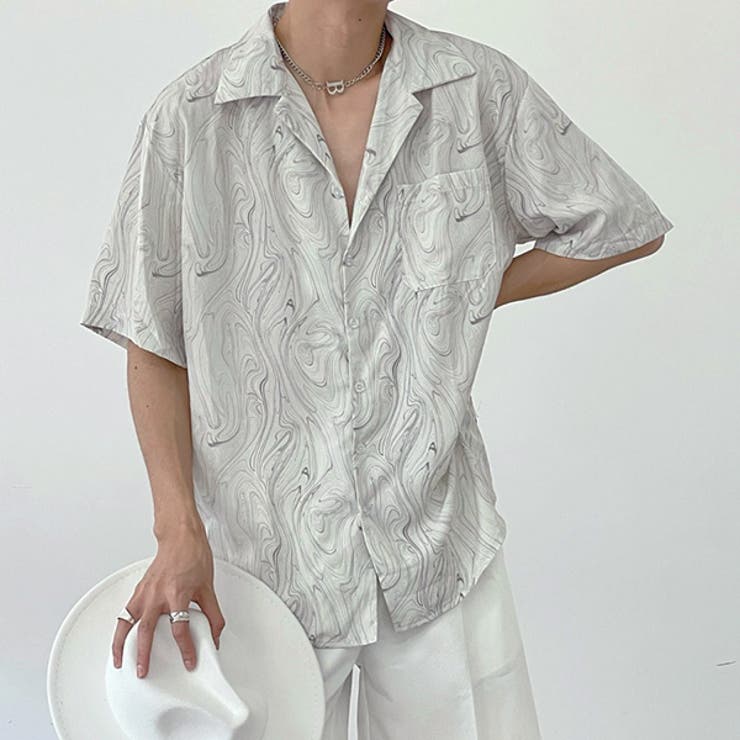 柄シャツ マーブル柄 マーブル[品番：DCTW0004602]｜Decorative