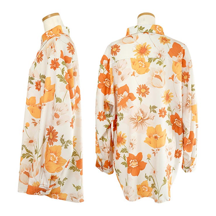 柄シャツ オレンジ 花柄[品番：DCTW0004609]｜Decorative