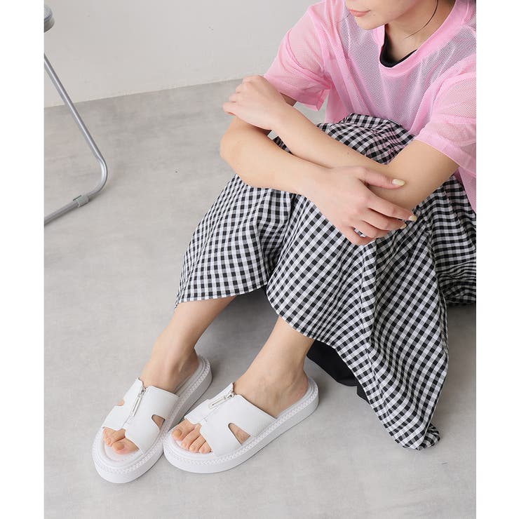 【25年春夏新作】軽量厚底 フロントジップ スライドサンダル | DEMETER | 詳細画像18 