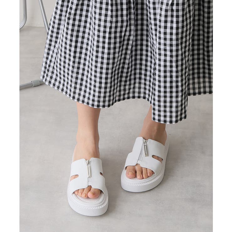 【25年春夏新作】軽量厚底 フロントジップ スライドサンダル | DEMETER | 詳細画像19 