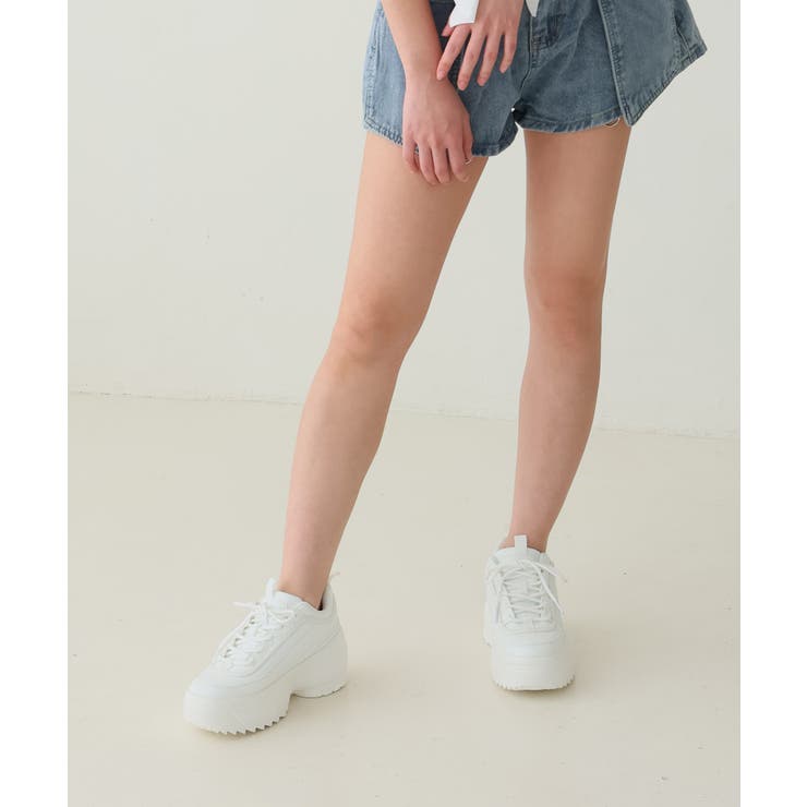 【25年春夏再販】軽量厚底 ボリュームソール ワンカラー ダッドスニーカー | DEMETER | 詳細画像34 