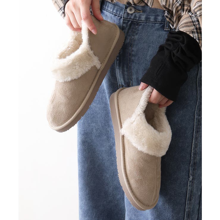 ベージュ | 【25年秋冬再販】軽量 ボリュームファー アンクル ムートンブーツ | DEMETER