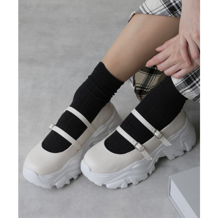 アイボリー | 軽量厚底 プラットフォーム スニーカーライク | DEMETER