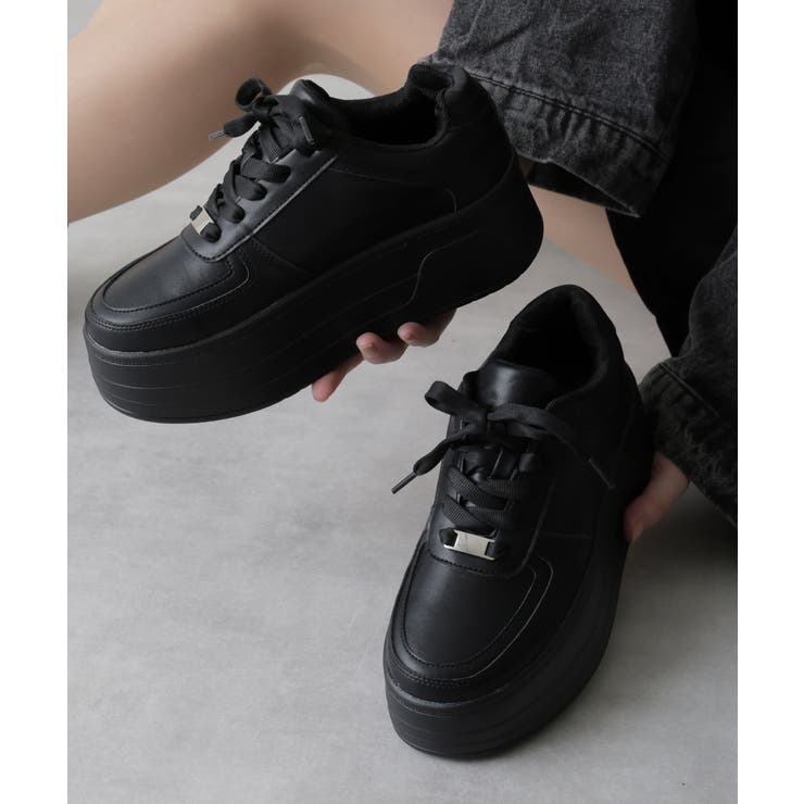 【25年春夏再販】軽量厚底 プラットフォーム レースアップ コートスニーカー | DEMETER | 詳細画像33 