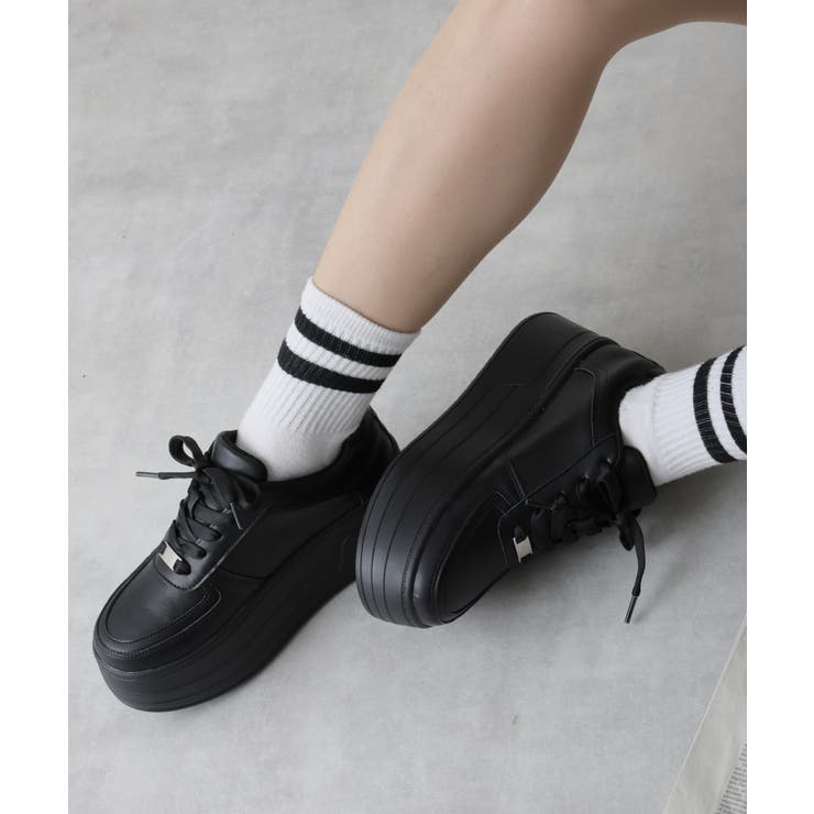 【25年春夏再販】軽量厚底 プラットフォーム レースアップ コートスニーカー | DEMETER | 詳細画像34 