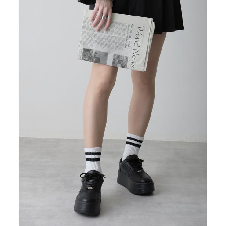 【25年春夏再販】軽量厚底 プラットフォーム レースアップ コートスニーカー | DEMETER | 詳細画像36 