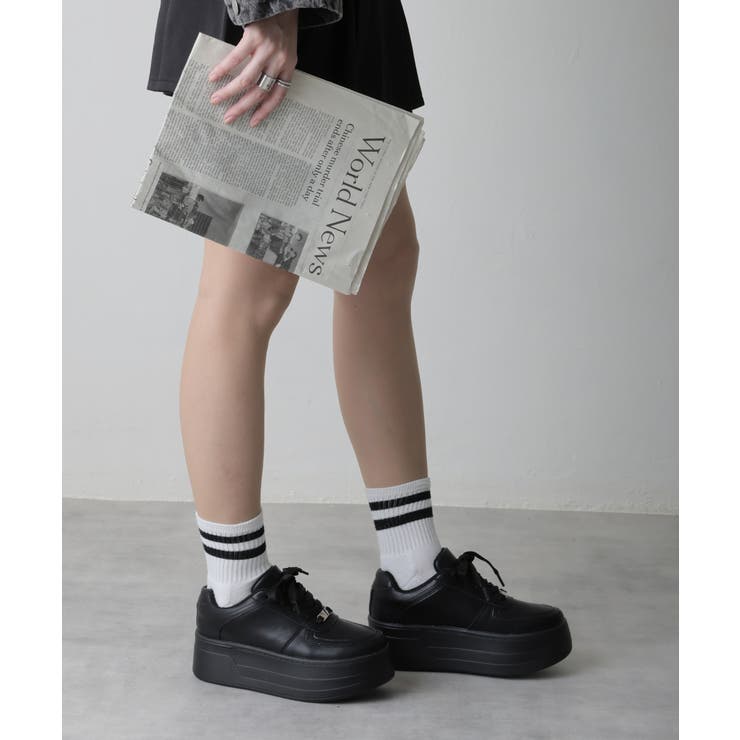 【25年春夏再販】軽量厚底 プラットフォーム レースアップ コートスニーカー | DEMETER | 詳細画像37 