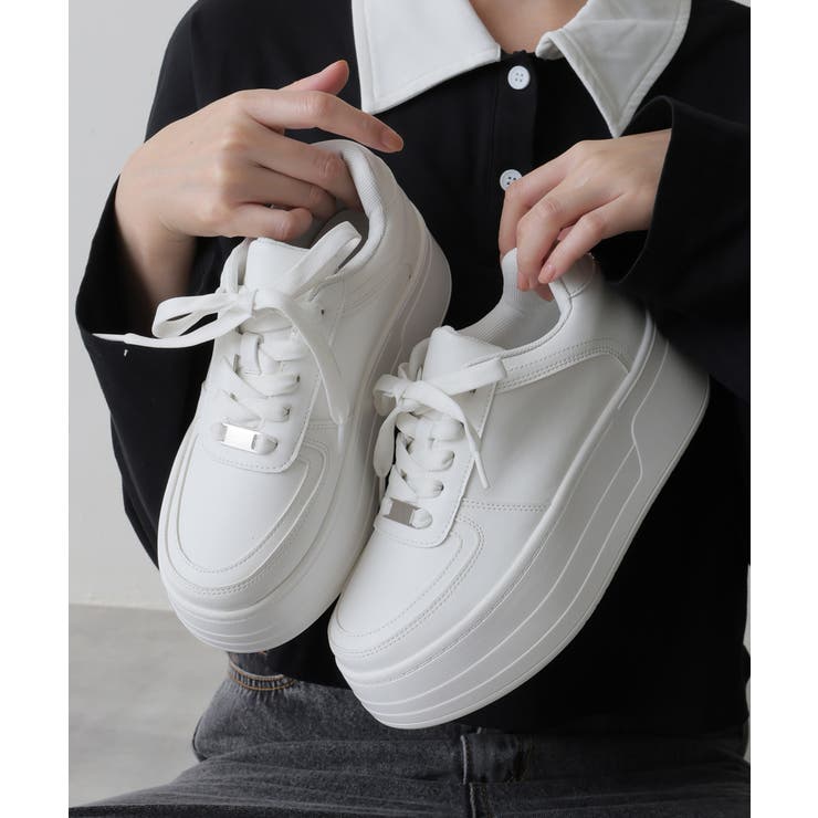 25年春夏再販】軽量厚底 プラットフォーム レースアップ コート