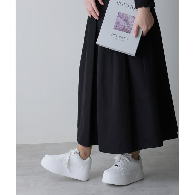 【25年春夏再販】軽量厚底 プラットフォーム レースアップ コートスニーカー | DEMETER | 詳細画像50 