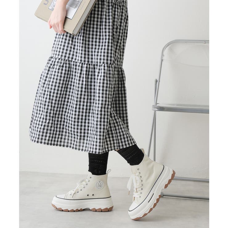 【25年春夏新作】厚底 ボリュームソール レースアップ ハイカットスニーカー | DEMETER | 詳細画像13 