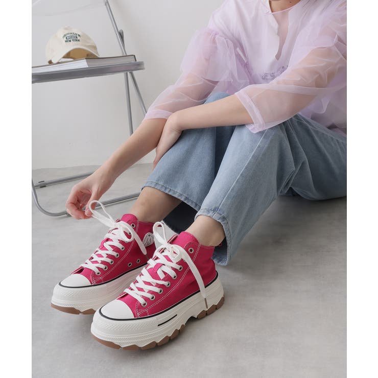 【25年春夏新作】厚底 ボリュームソール レースアップ ハイカットスニーカー | DEMETER | 詳細画像23 