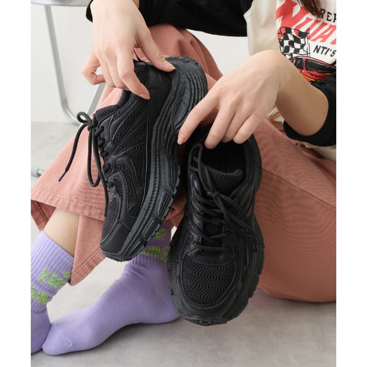 【25年春夏新作】軽量 厚底 ボリューム デザインソール ダッドスニーカー | DEMETER | 詳細画像10 