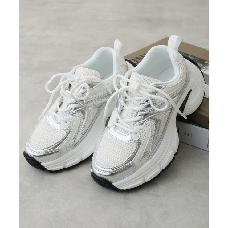 【25年春夏新作】軽量 厚底 ボリューム デザインソール ダッドスニーカー | DEMETER | 詳細画像16 