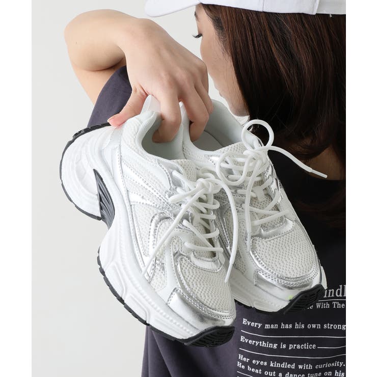 【25年春夏新作】軽量 厚底 ボリューム デザインソール ダッドスニーカー | DEMETER | 詳細画像17 