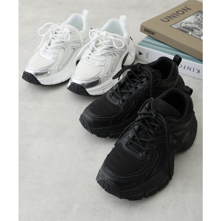 【25年春夏新作】軽量 厚底 ボリューム デザインソール ダッドスニーカー | DEMETER | 詳細画像2 