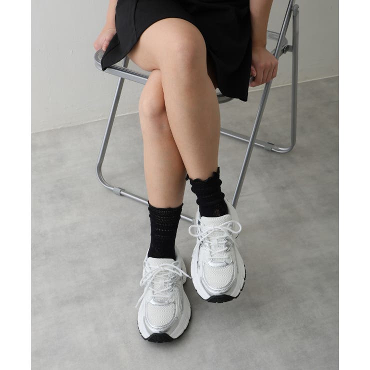 【25年春夏新作】軽量 厚底 ボリューム デザインソール ダッドスニーカー | DEMETER | 詳細画像33 