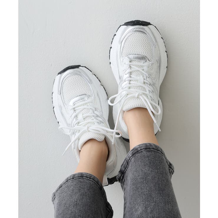 【25年春夏新作】軽量 厚底 ボリューム デザインソール ダッドスニーカー | DEMETER | 詳細画像37 