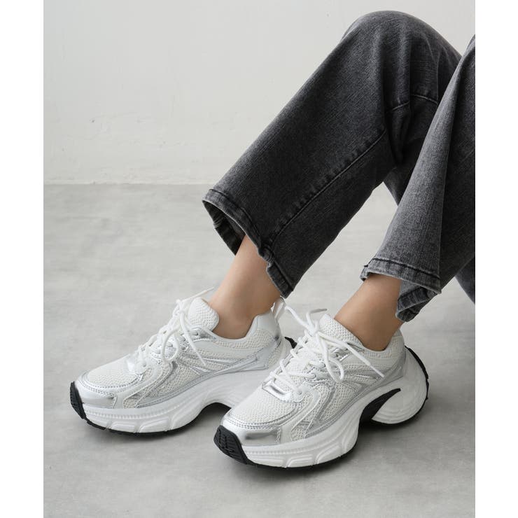 【25年春夏新作】軽量 厚底 ボリューム デザインソール ダッドスニーカー | DEMETER | 詳細画像38 