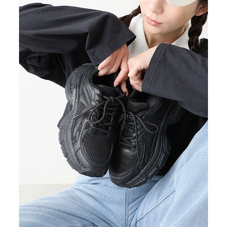 【25年春夏新作】軽量 厚底 ボリューム デザインソール ダッドスニーカー | DEMETER | 詳細画像4 