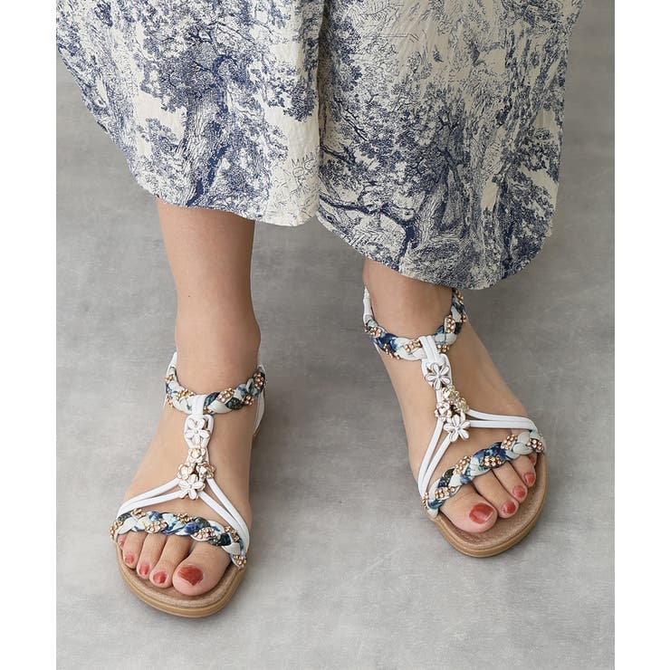 【25年春夏新作】フラワーモチーフ ビジュー リゾートサンダル | DEMETER | 詳細画像21 
