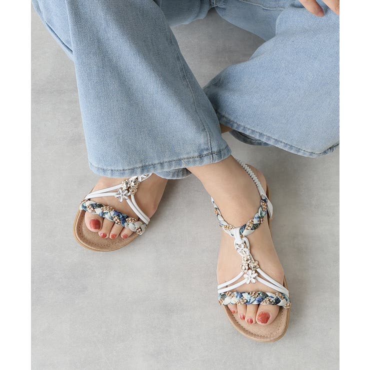 【25年春夏新作】フラワーモチーフ ビジュー リゾートサンダル | DEMETER | 詳細画像28 