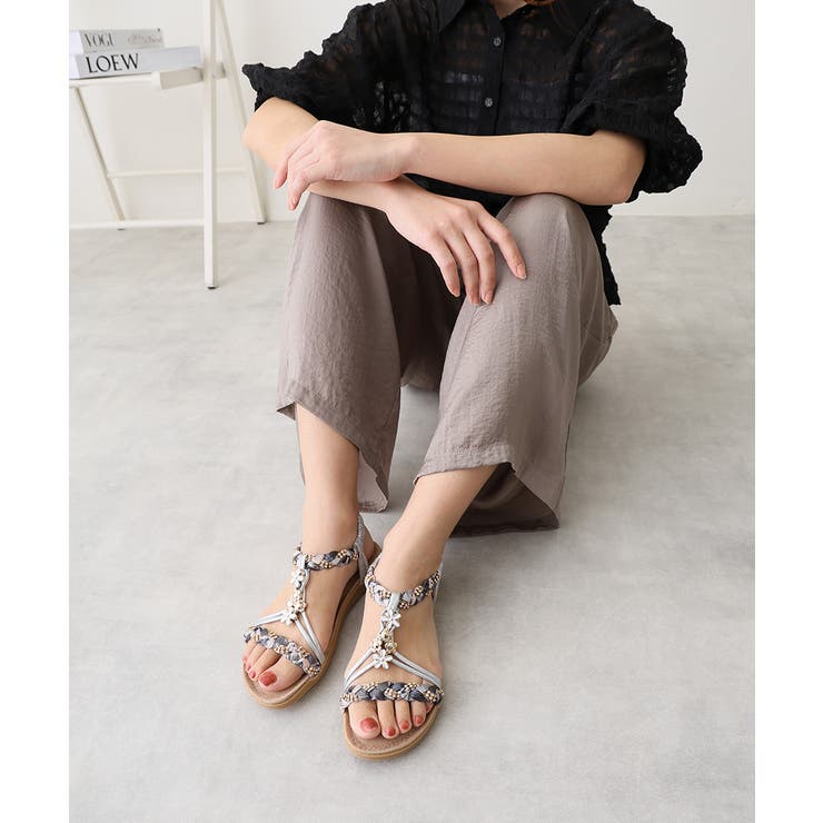 【25年春夏新作】フラワーモチーフ ビジュー リゾートサンダル | DEMETER | 詳細画像36 