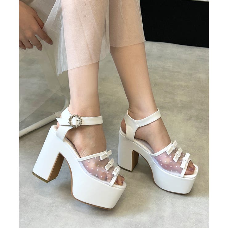 オフホワイト | 厚底 プラットフォーム ドットチュール | DEMETER