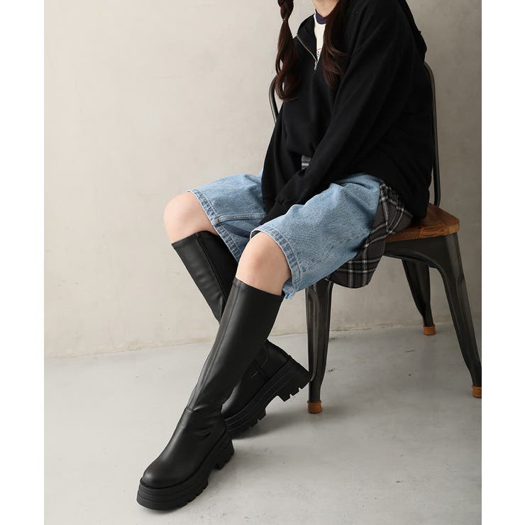 【25年秋冬新作】厚底 トリプルソール ストレッチ ロングブーツ | DEMETER | 詳細画像13 