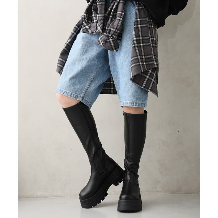 【25年秋冬新作】厚底 トリプルソール ストレッチ ロングブーツ | DEMETER | 詳細画像14 